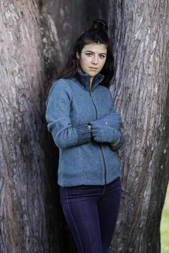 Merino Possum Koru Two Tone Zip Jacket